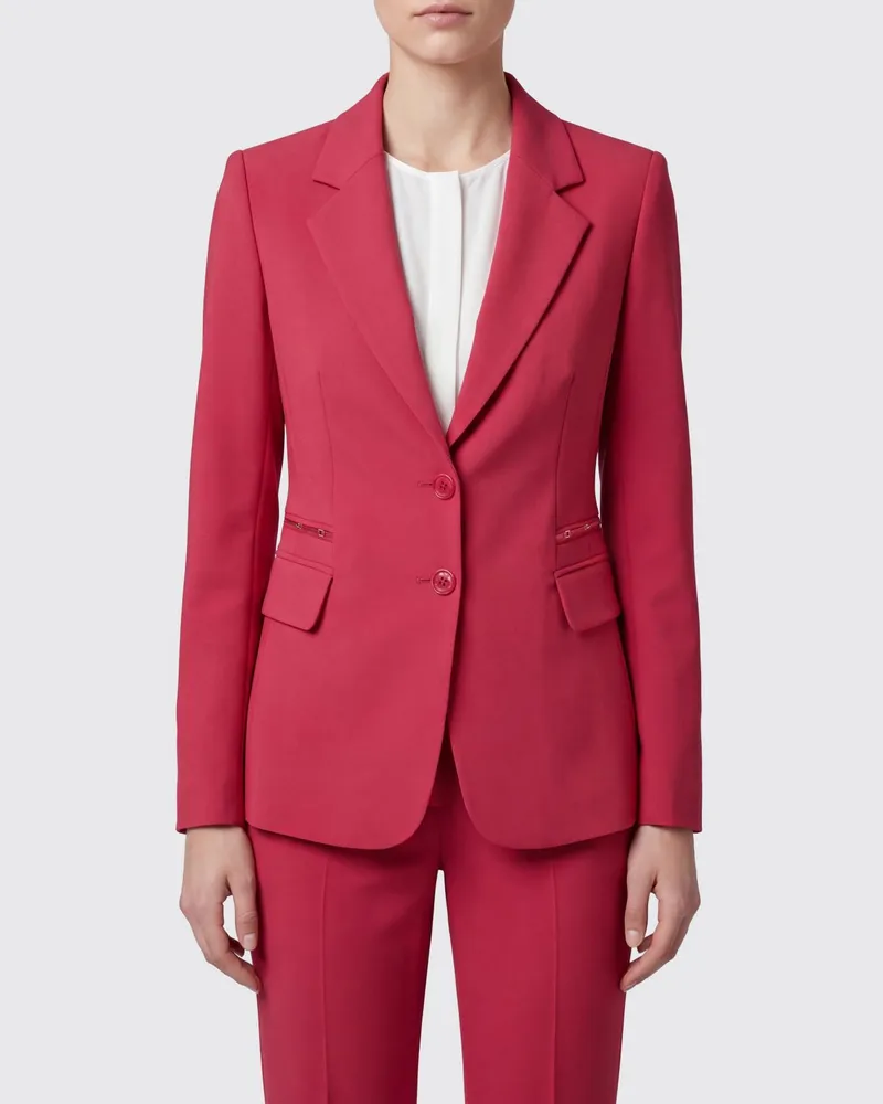 Elisabetta Franchi Kurzer Einreiher-Blazer mit steigendem Revers und Slim Fit Rot