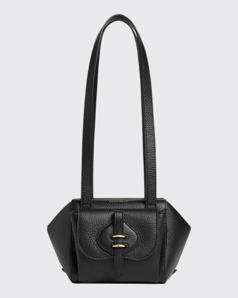 Coccinelle Asymmetrische Mavery Schultertasche von aus genarbtem Leder Schwarz