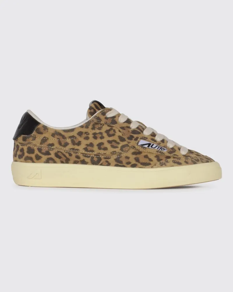 AUTRY Windscape Wildleder-Sneakers mit Animal-Print Schwarz