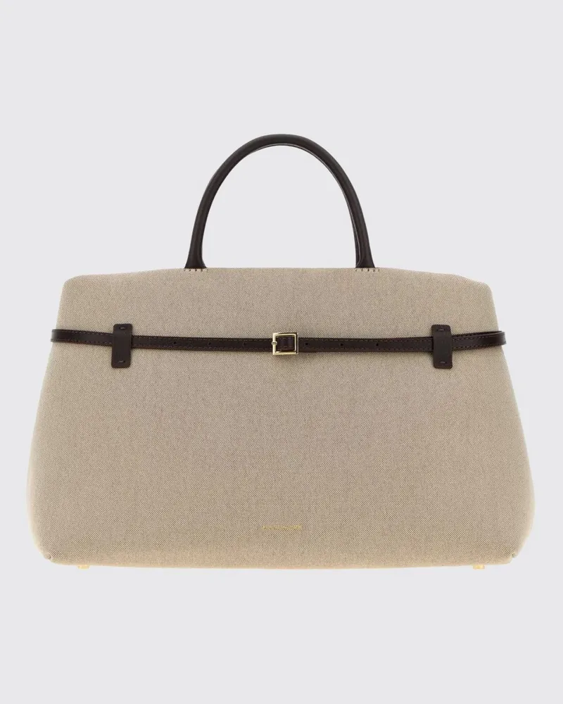 Manu Atelier Le Cambon 40 zweifarbige Handtasche aus Canvas und Leder Beige