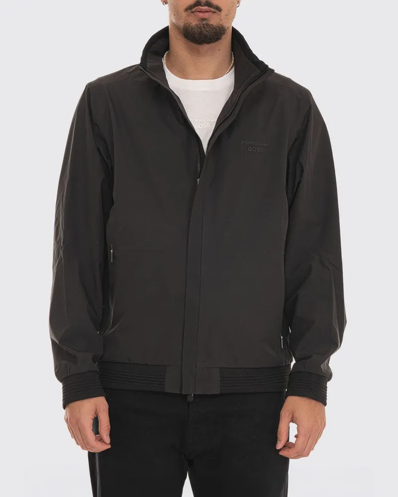 HUGO BOSS Wasserabweisende Softshell-Sportjacke Porsche x mit hohem Kragen Schwarz