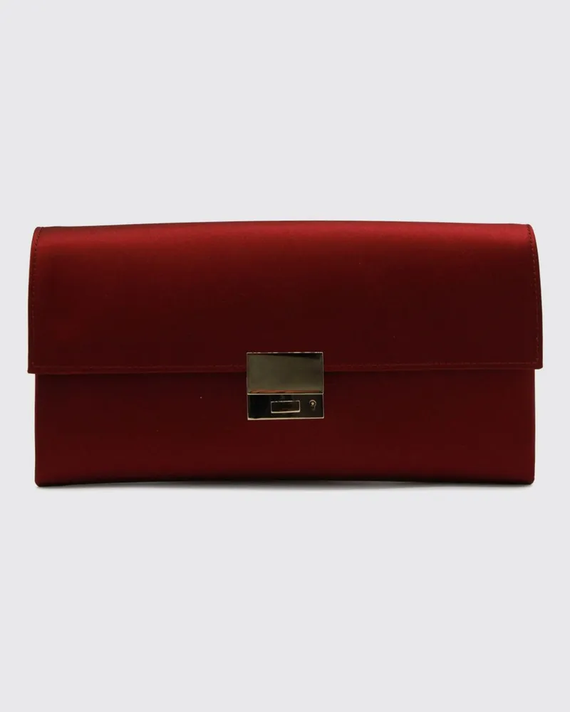 Tom Ford Rechteckige Seiden-Clutch mit metallischem Druckknopfverschluss und graviertem Logo Rot