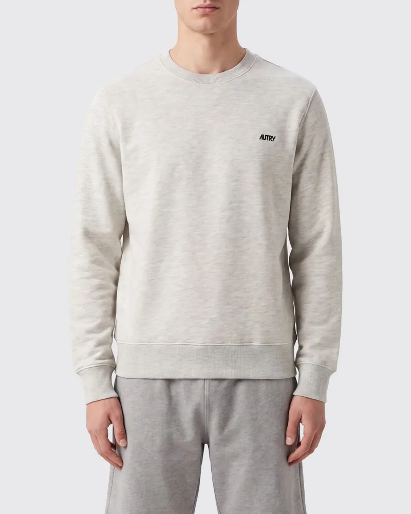 AUTRY Rundhals-Sweatshirt aus Baumwolle mit kontrastierendem gesticktem Logo Grau