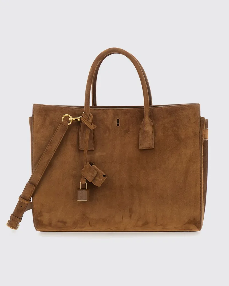 Saint Laurent Große Sac De Jour Handtasche von aus Kalbsveloursleder Braun