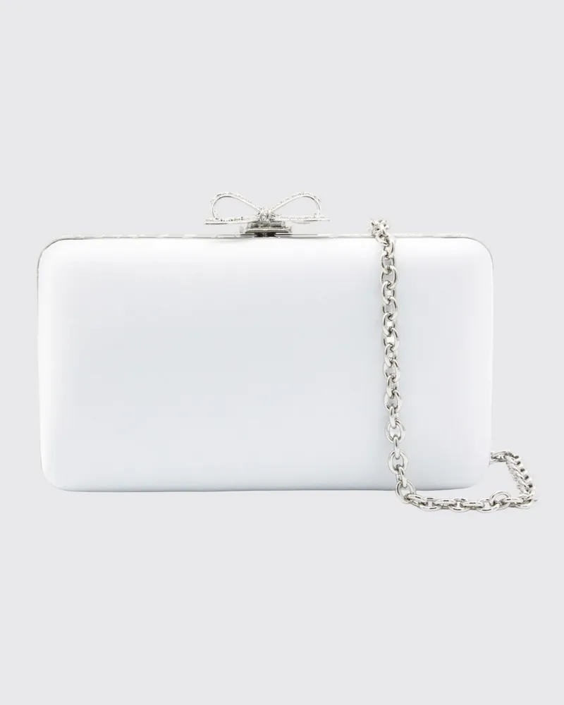 Self-Portrait Satin-Clutch mit Kristallschleife und abnehmbarem Riemen Blau