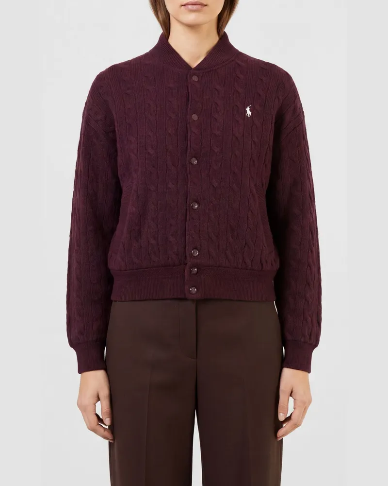 Ralph Lauren Cardigan aus Wolle und Kaschmir mit Bomberkragen in Relaxed Fit Violett