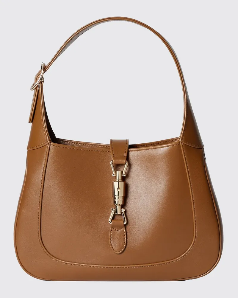 Gucci Mittelgroße Jackie 1961 Schultertasche aus glattem Kalbsleder Braun