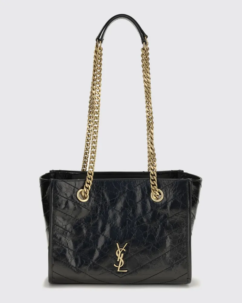 Saint Laurent Niki Tasche aus gestepptem Kalbsleder mit Chevron-Muster Schwarz
