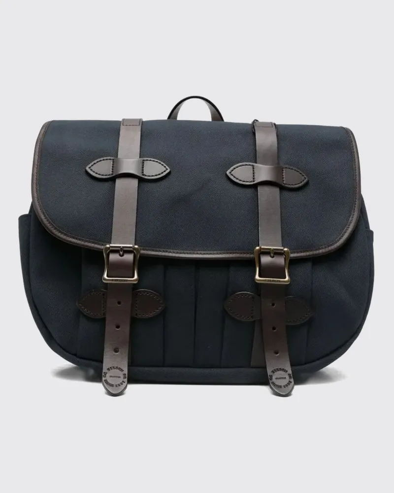 Filson Rugged Twill Umhängetasche aus Baumwolle und Leder mit Klappverschluss Blau