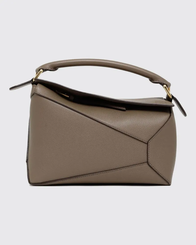 Loewe Kleine Puzzle Edge Tasche aus genarbtem Kalbsleder mit Anagramm Grau