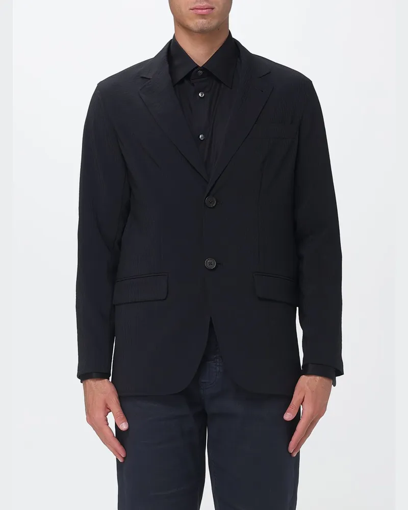 Emporio Armani Einreihiger Blazer aus Polyester Schwarz