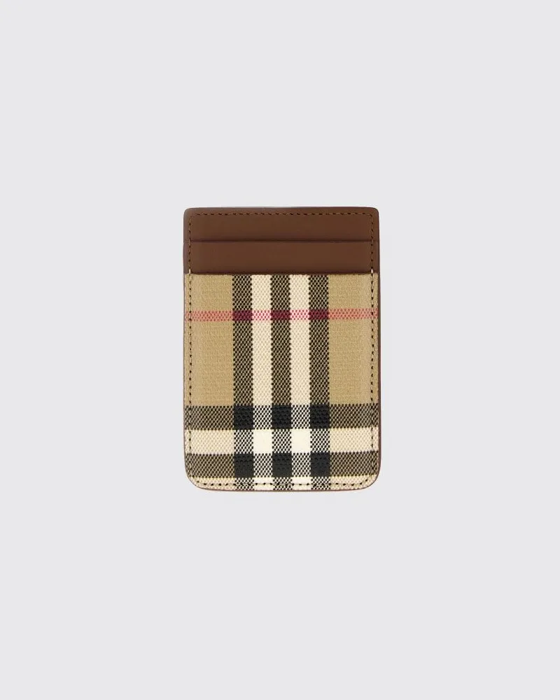 Burberry Kartenetui von aus Baumwolle und Kalbsleder mit Vintage Check Beige