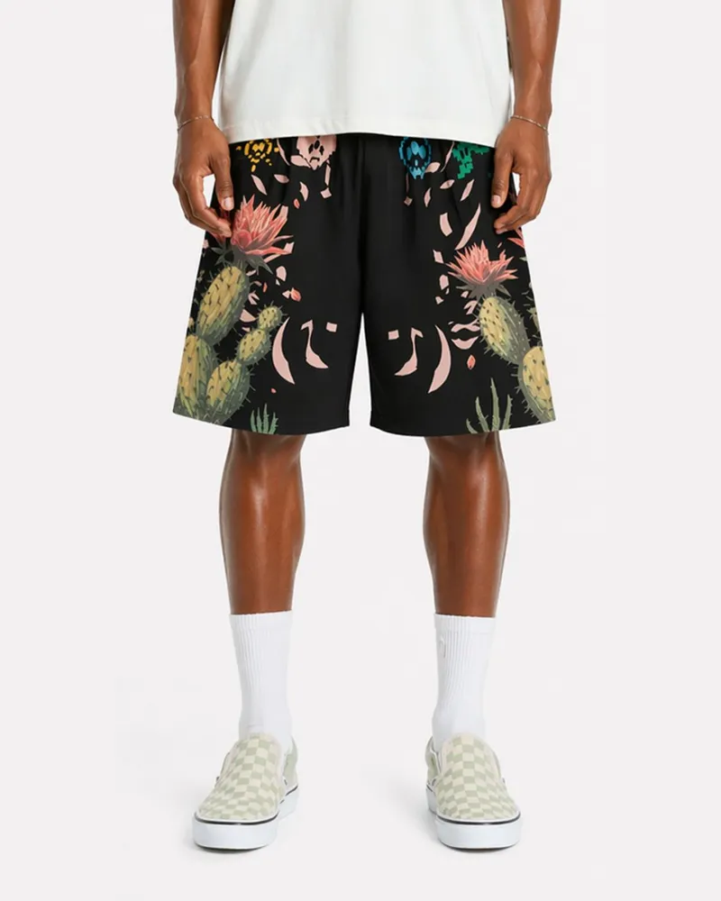 BARROW Bedruckte Baumwoll-Shorts Schwarz