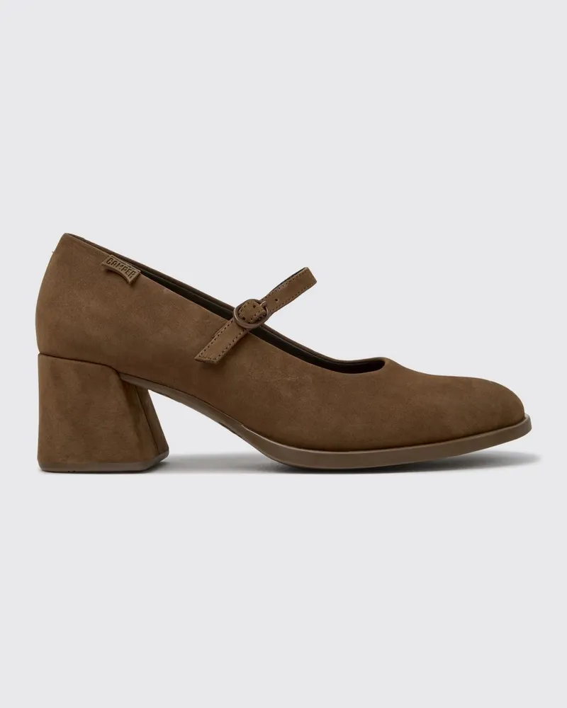 Camper Kora Mary Jane Pumps von aus Veloursleder mit ausgestelltem mittelhohem Absatz Braun