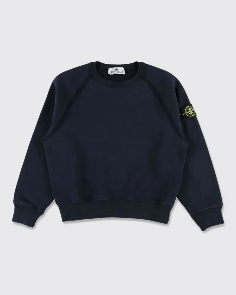 Stone Island Rundhals-Sweatshirt aus Baumwolle für Jungen mit Compass-Logo Navy