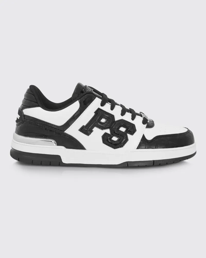 Philipp Plein Sneakers aus Leder mit Krokoprägung Bianco