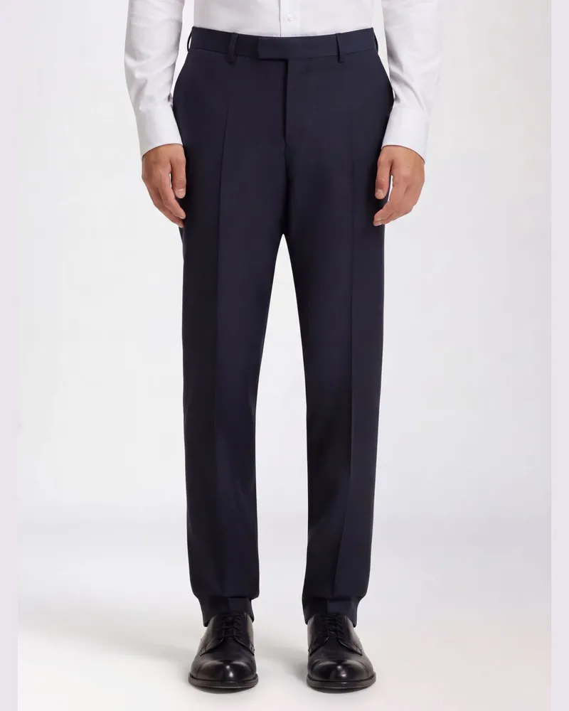 HUGO BOSS Slim Fit Anzughose aus Schurwolle mit Gürtelschlaufen Blau