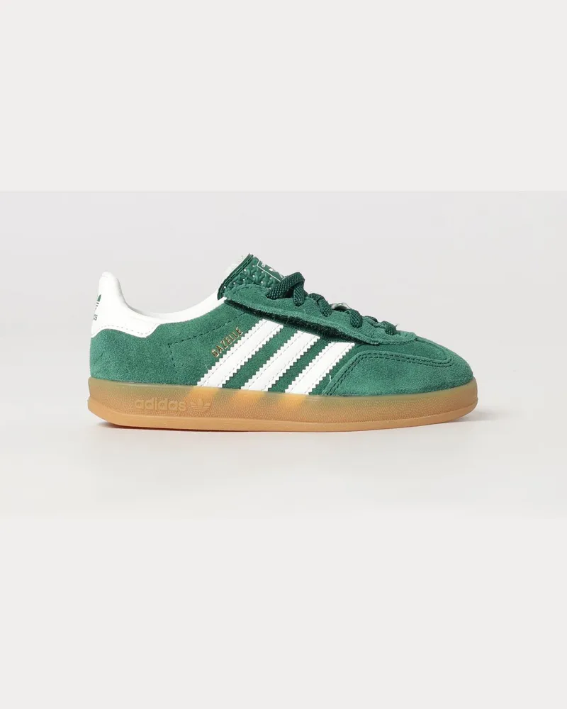 adidas Gazelle Indoor Leder-Sneaker für Jungen mit Klettverschluss Grün