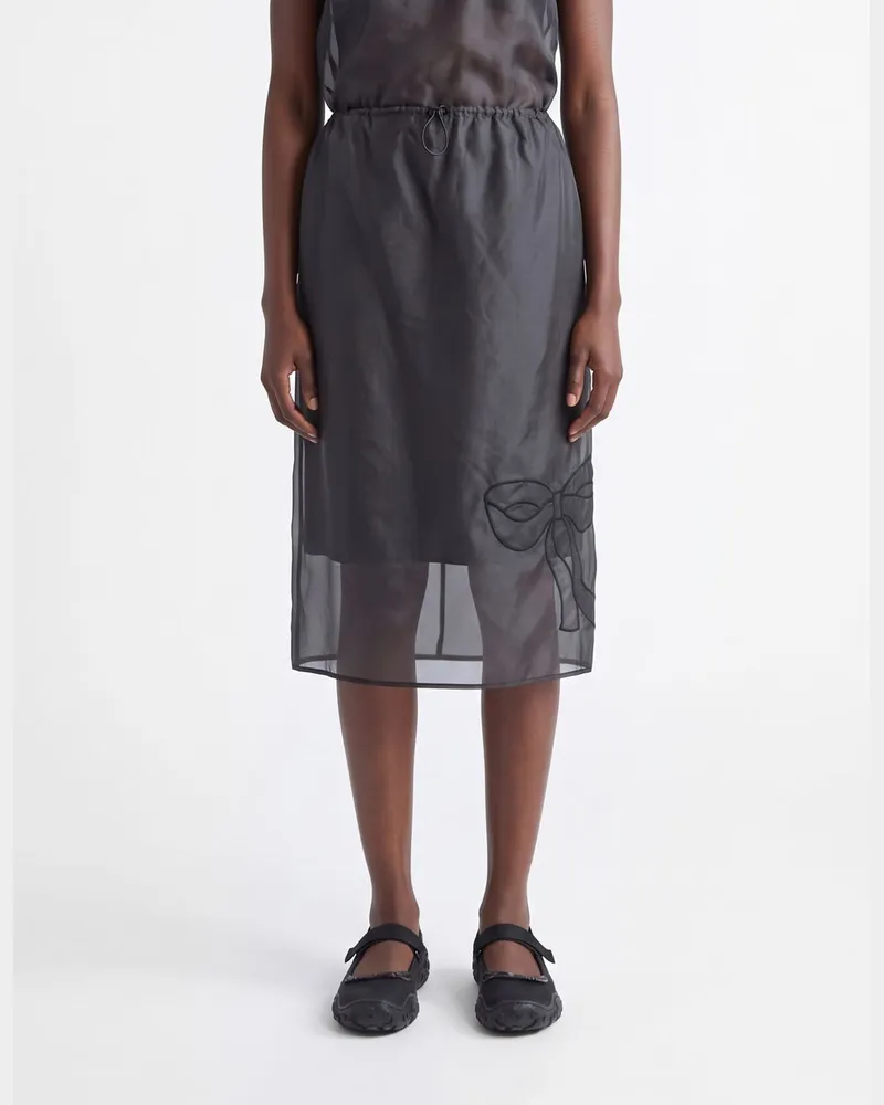 Cecilie Bahnsen High-Waist-Bleistift-Midirock aus Seidenmischung Schwarz