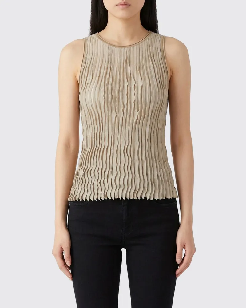 Giorgio Armani Plissiertes Seidentop Sand