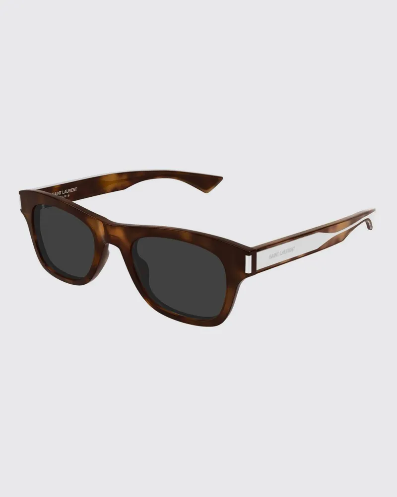 Saint Laurent Aviator-Sonnenbrille aus Acetat mit rechteckiger Form und Logo Braun