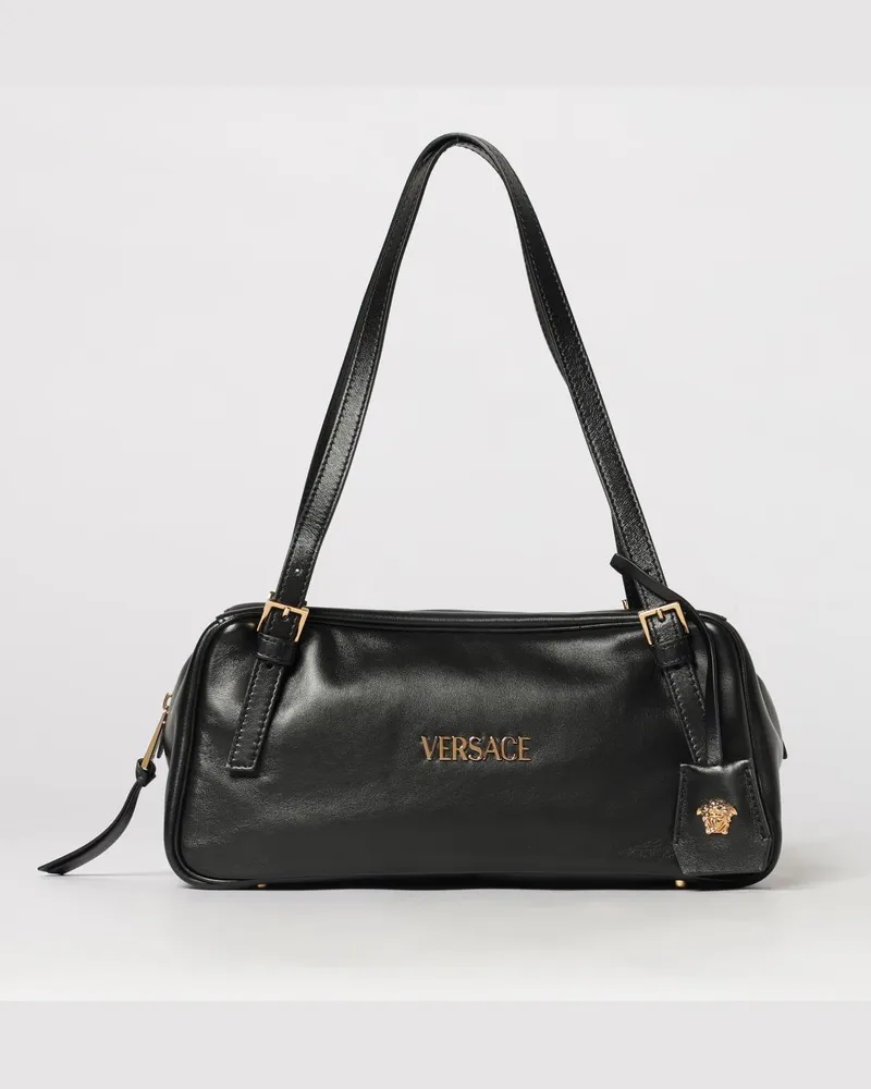 Versace Tag-Tasche aus Leder Schwarz
