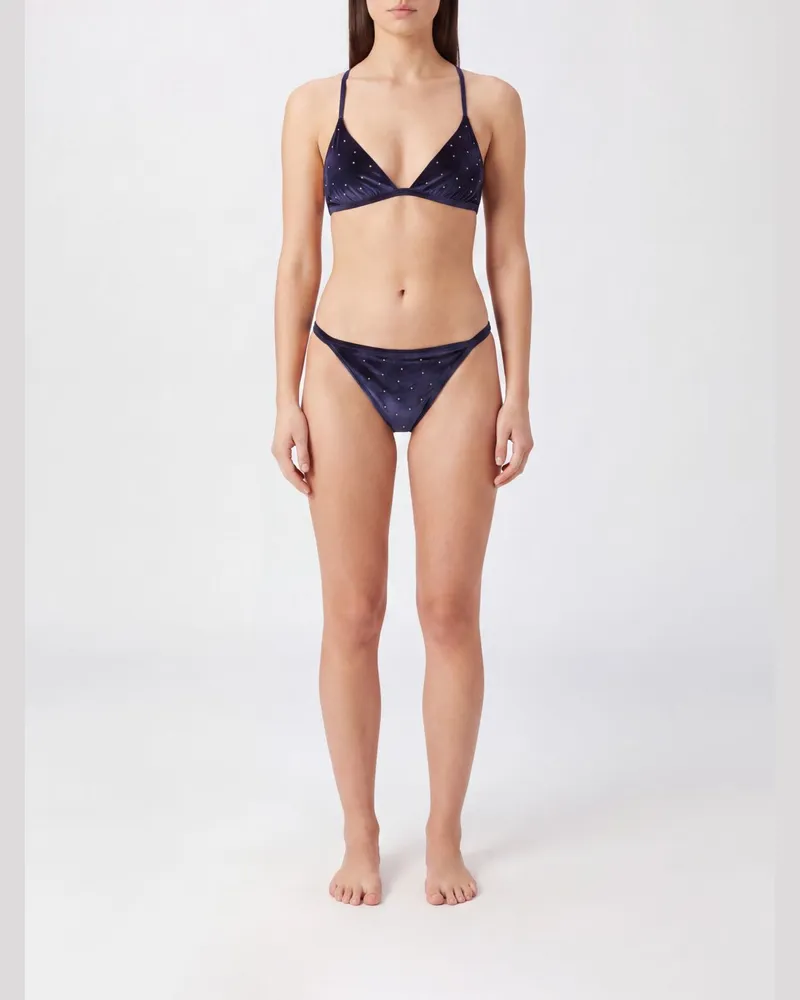 Balmain Triangel-Bikini aus Samt mit Kristallverzierung Schwarz