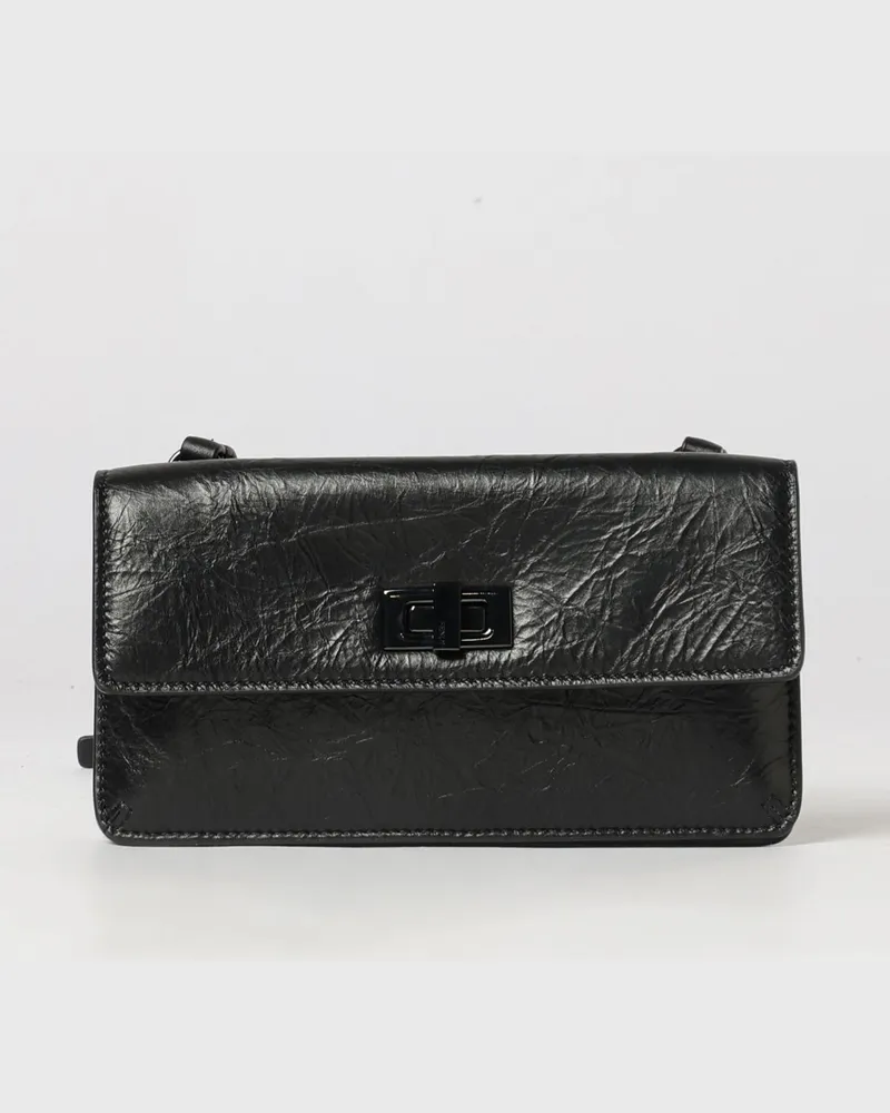 Fendi Peekaboo Wallet on Chain aus gekrispeltem Kalbsleder Schwarz