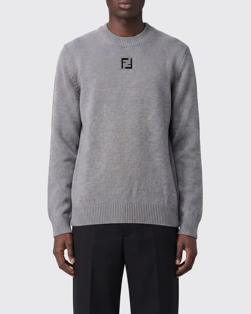 Fendi FF Wollpullover mit Rundhalsausschnitt Grau