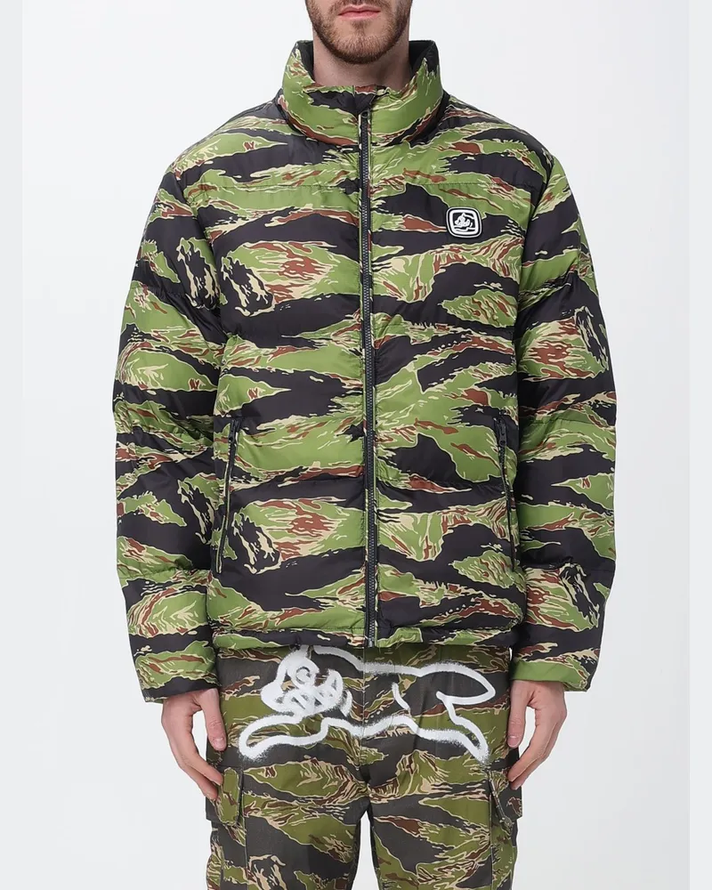 ICECREAM Tiger Stripe Daunenjacke aus bedrucktem Nylon Braun
