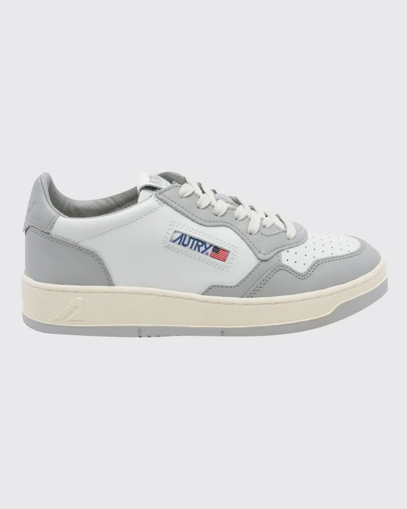 AUTRY Medalist Low zweifarbige Sneaker aus Kalbsleder und Wildleder Weiß