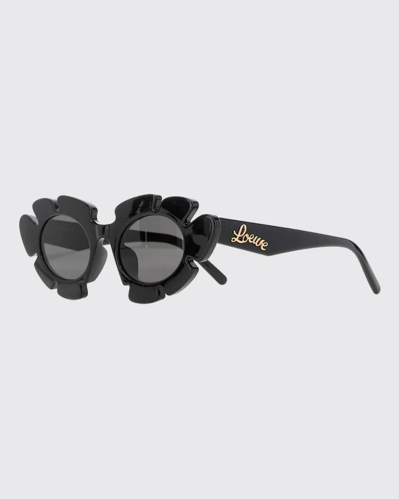 Loewe Cat-Eye-Sonnenbrille aus schwarzem Acetat mit Blumendesign Grün