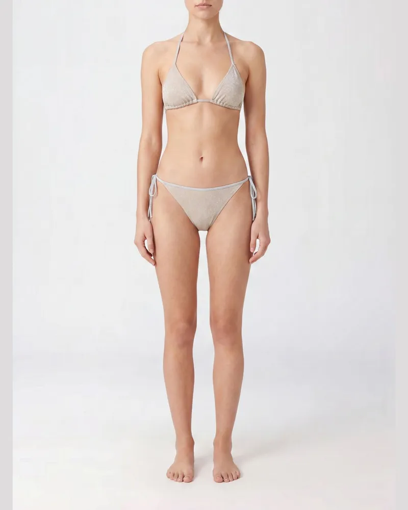 MC2 Saint Barth Goldfarbener V-Ausschnitt-Bikini aus Viskosemischung Gold