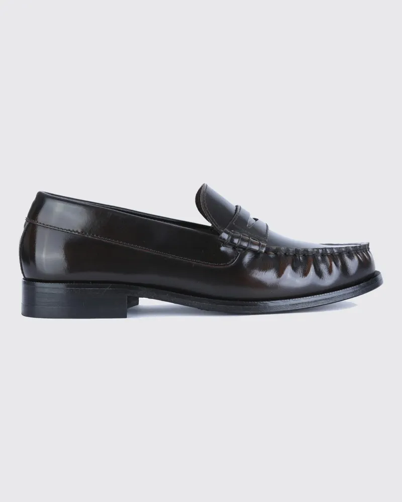 Alohas Rivet Loafer aus gebürstetem Leder mit Riemen Kaffee