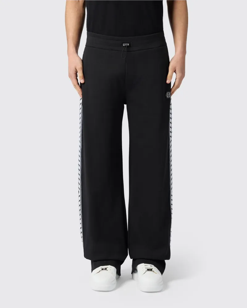 Philipp Plein Jogginghose aus Jersey mit Kordelzug und Leistentaschen Schwarz