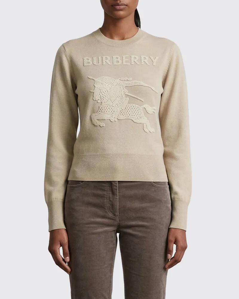 Burberry Rundhals-Pullover aus Wollmischung Beige