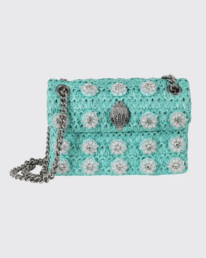 Kurt Geiger Kensington Mini-Tasche von aus Häkel-Raffia mit Kristallen Grün
