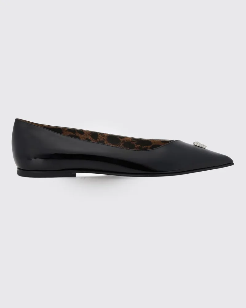 Philipp Plein Ballerinas aus Lackleder mit Skull-Applikation und Strasssteinen Schwarz