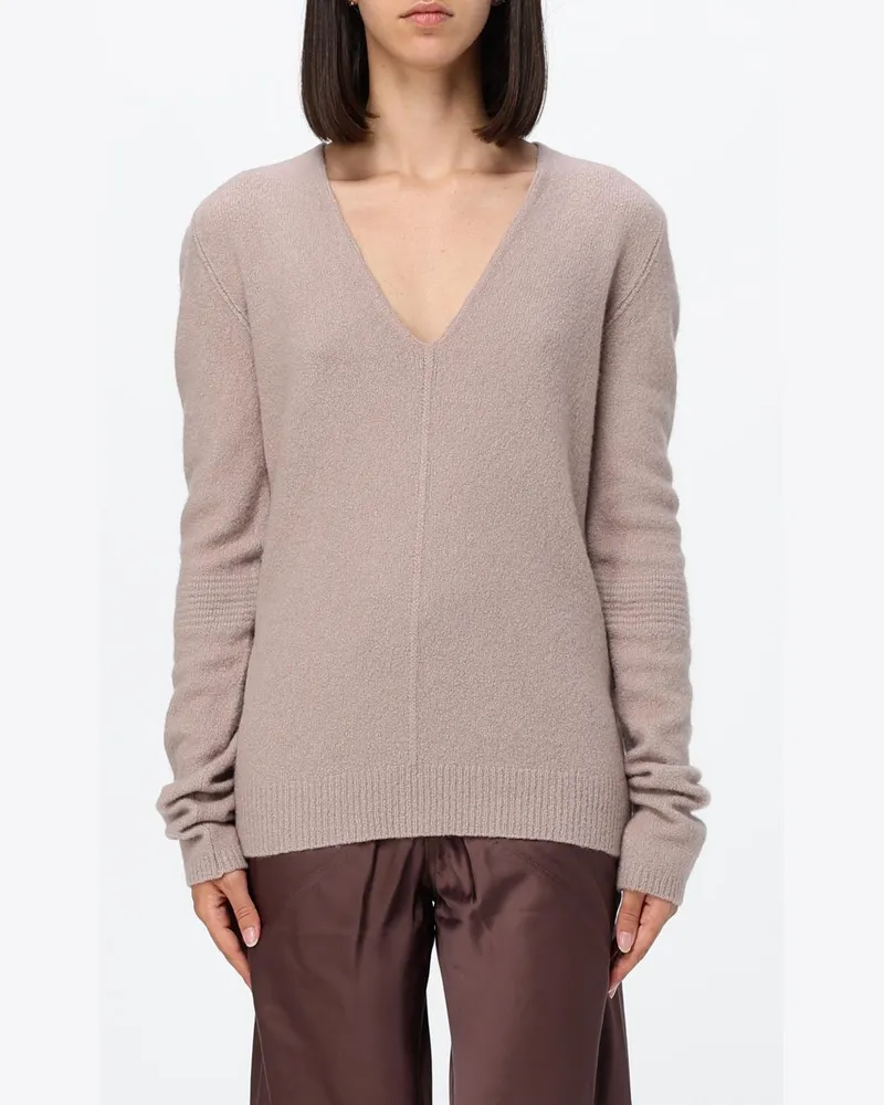 Rick Owens Wollpullover mit tiefem V-Ausschnitt und Rippbündchen Dust