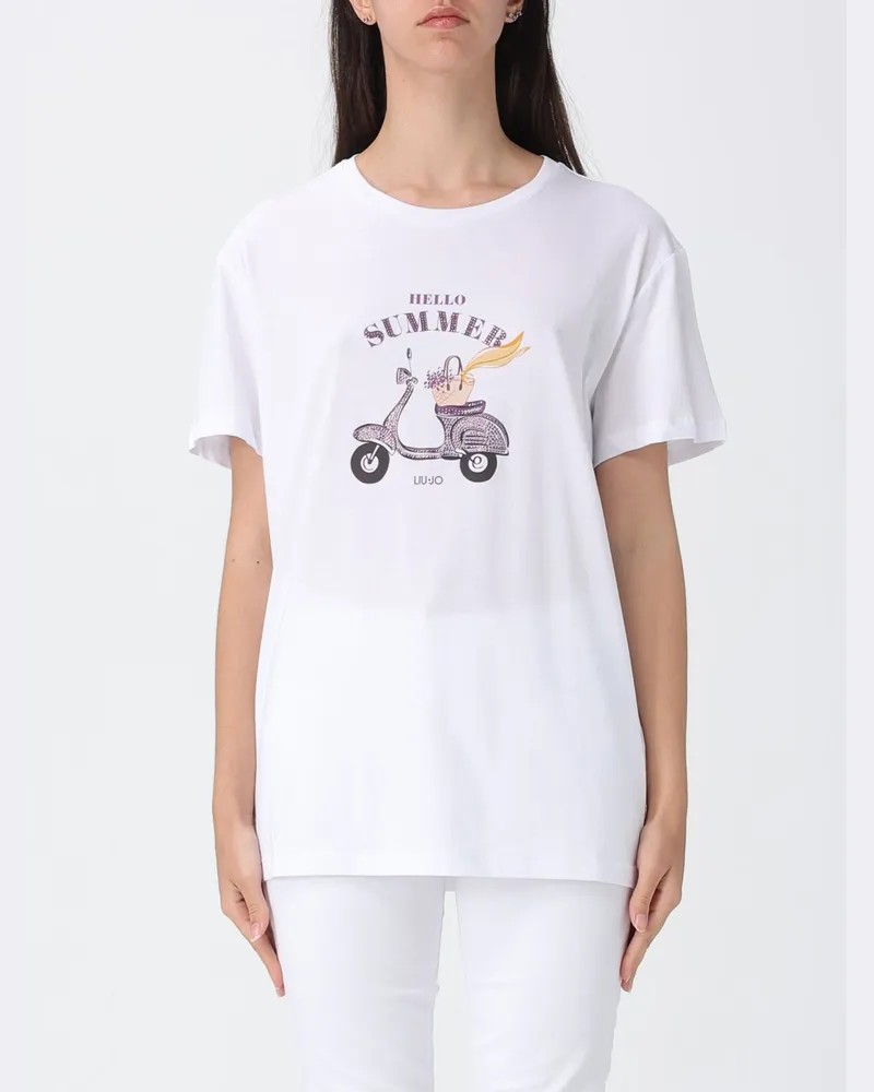 Liu Jo Bedrucktes Baumwoll-T-Shirt Weiss
