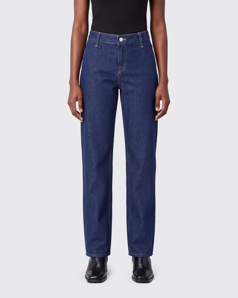 7 for all mankind Straight-Jeans von mit mittlerer Taille aus Baumwolldenim Blau