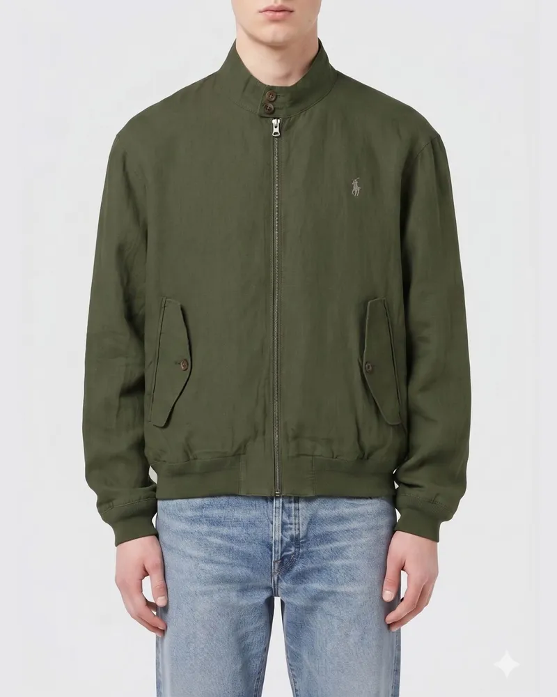Ralph Lauren Leinen-Bomberjacke mit Logo Grün