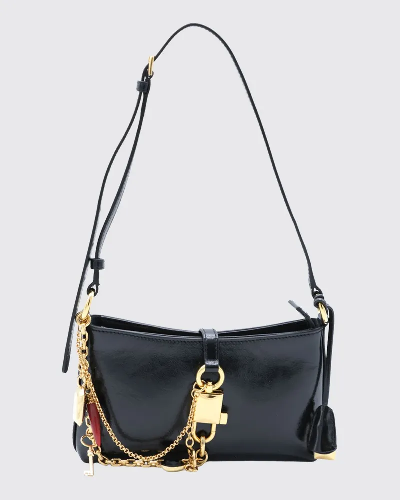 Dolce & Gabbana DOLCE  GABBANA Lock Schultertasche von Dolce & Gabbana aus Kalbsleder mit Schloss und Charm Schwarz