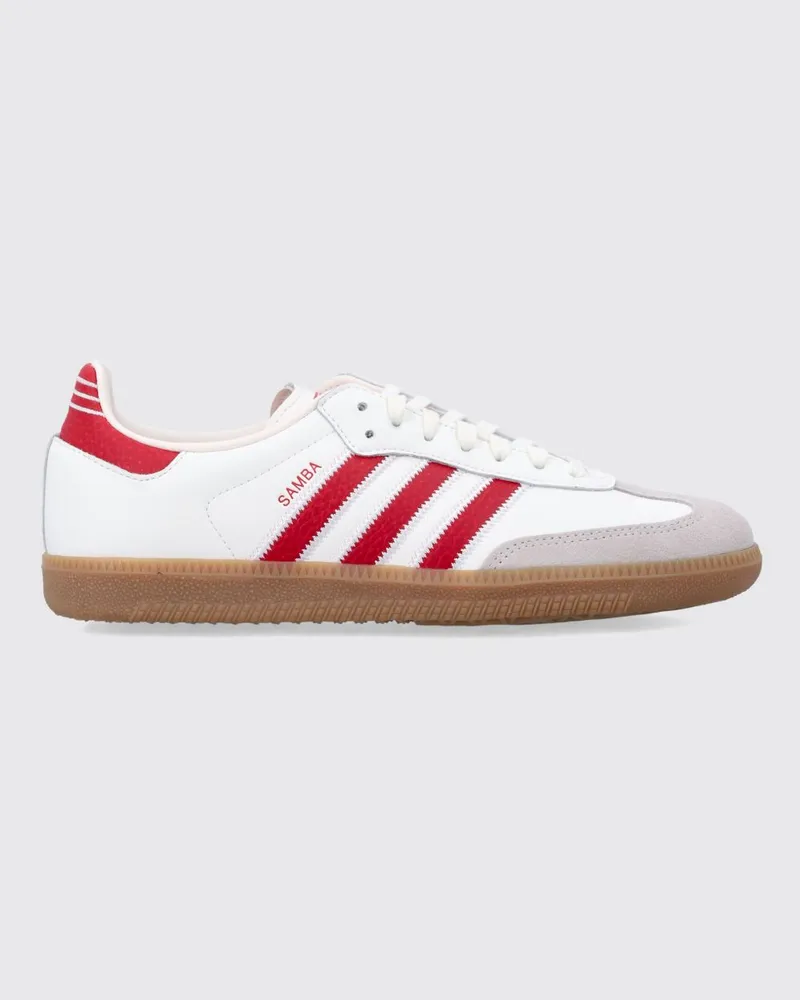 adidas Samba OG Leder-Sneaker für Kinder mit kontrastierenden 3-Streifen Weiß