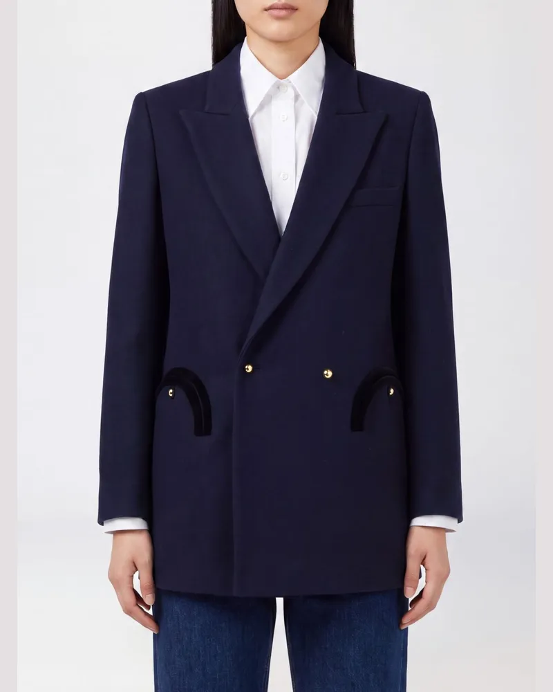 Blazé Milano Zweireihiger Wollblazer von mit steigendem Revers Navy