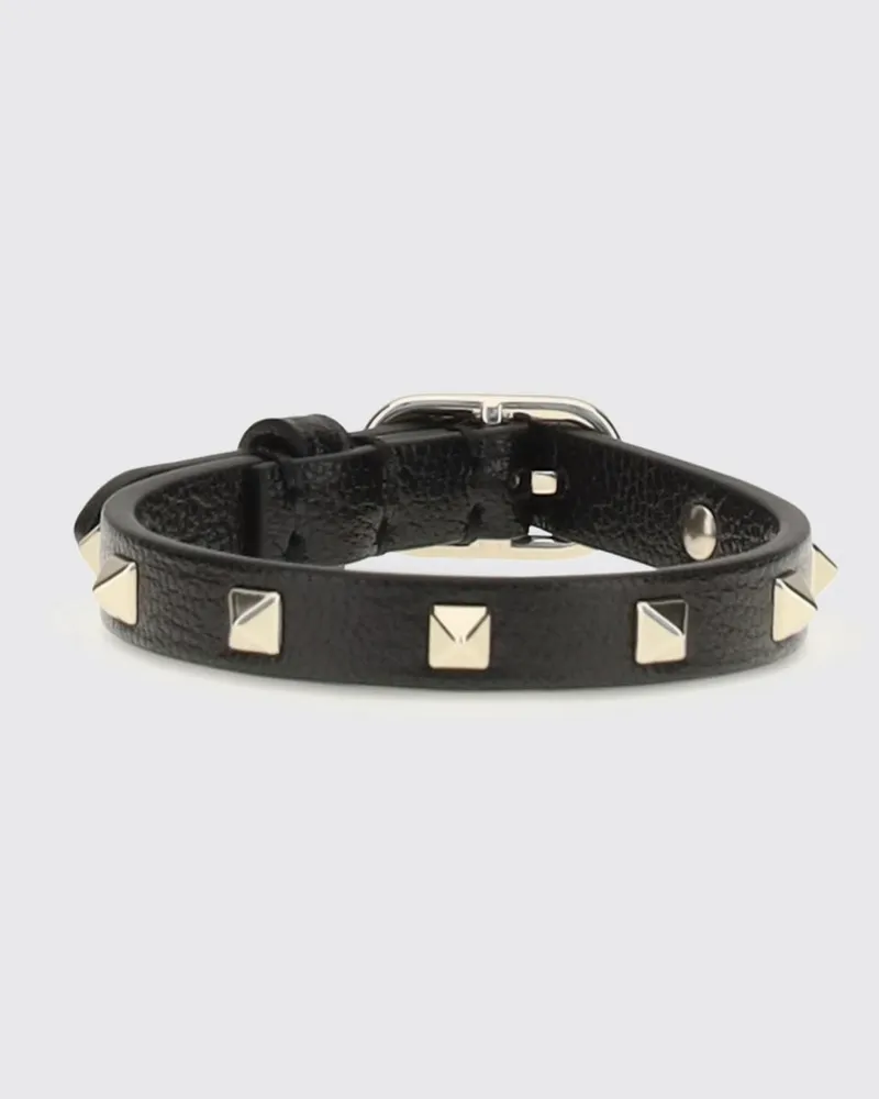 Valentino Garavani Rockstud-Armband aus Ziegenleder mit Nieten Schwarz