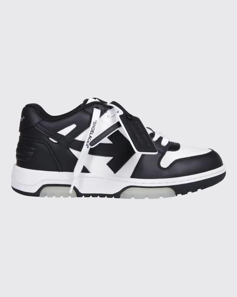 OFF-WHITE Out Of Office Sneaker aus Leder und recyceltem Polyester mit Etikett Weiß