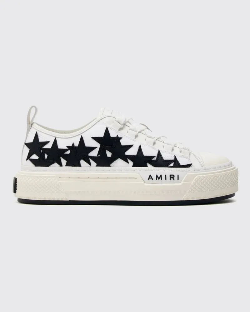 Amiri Stars Court Low-Top-Sneakers aus Leder und Canvas mit Sternapplikationen Weiß