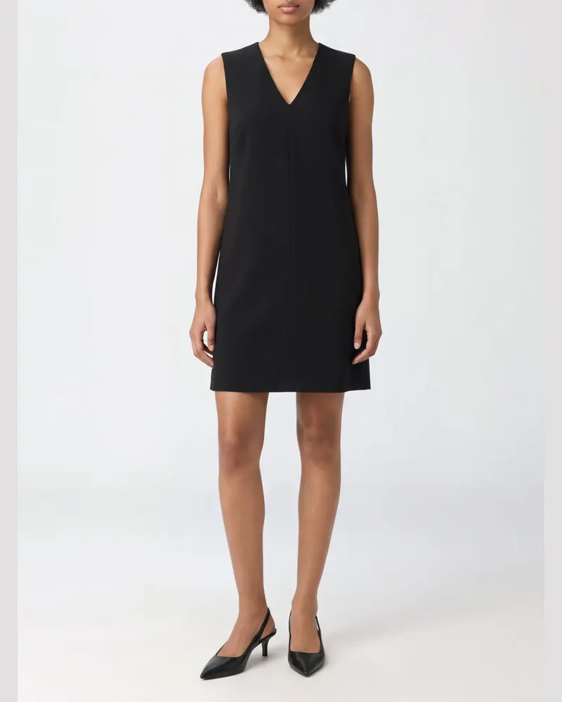 Calvin Klein A-Linien-Minikleid aus Crêpe mit V-Ausschnitt und schulterfreiem Design Schwarz