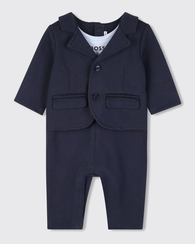 HUGO BOSS Eleganter Baumwoll-Strampler für Jungen im Smoking-Stil für besondere Anlässe Blau